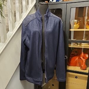 Johnston & Murphy Men's Navy Blue Bomber-Style Zip Jacket